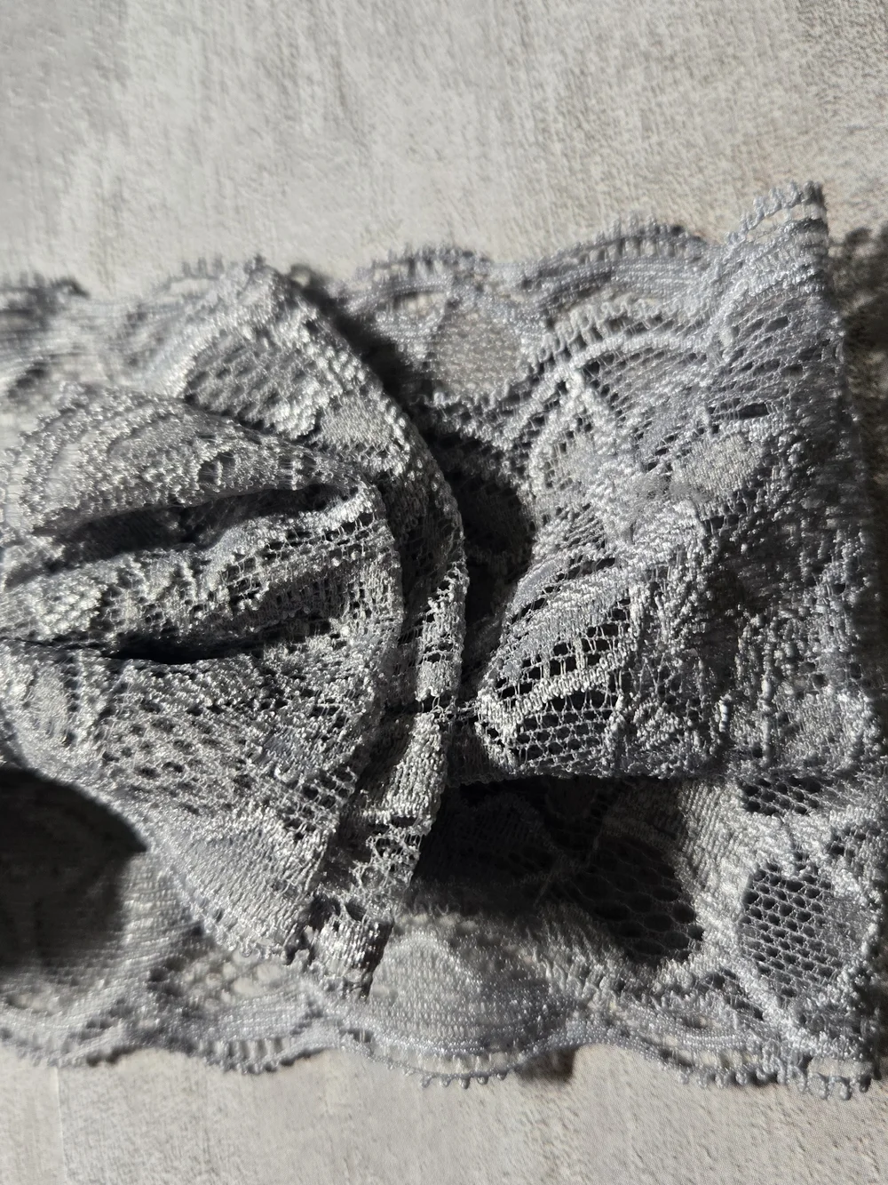 Baby Girl Grey & Navy Blue Lace Stretch Bow Headband Floral Hair Band Accessory